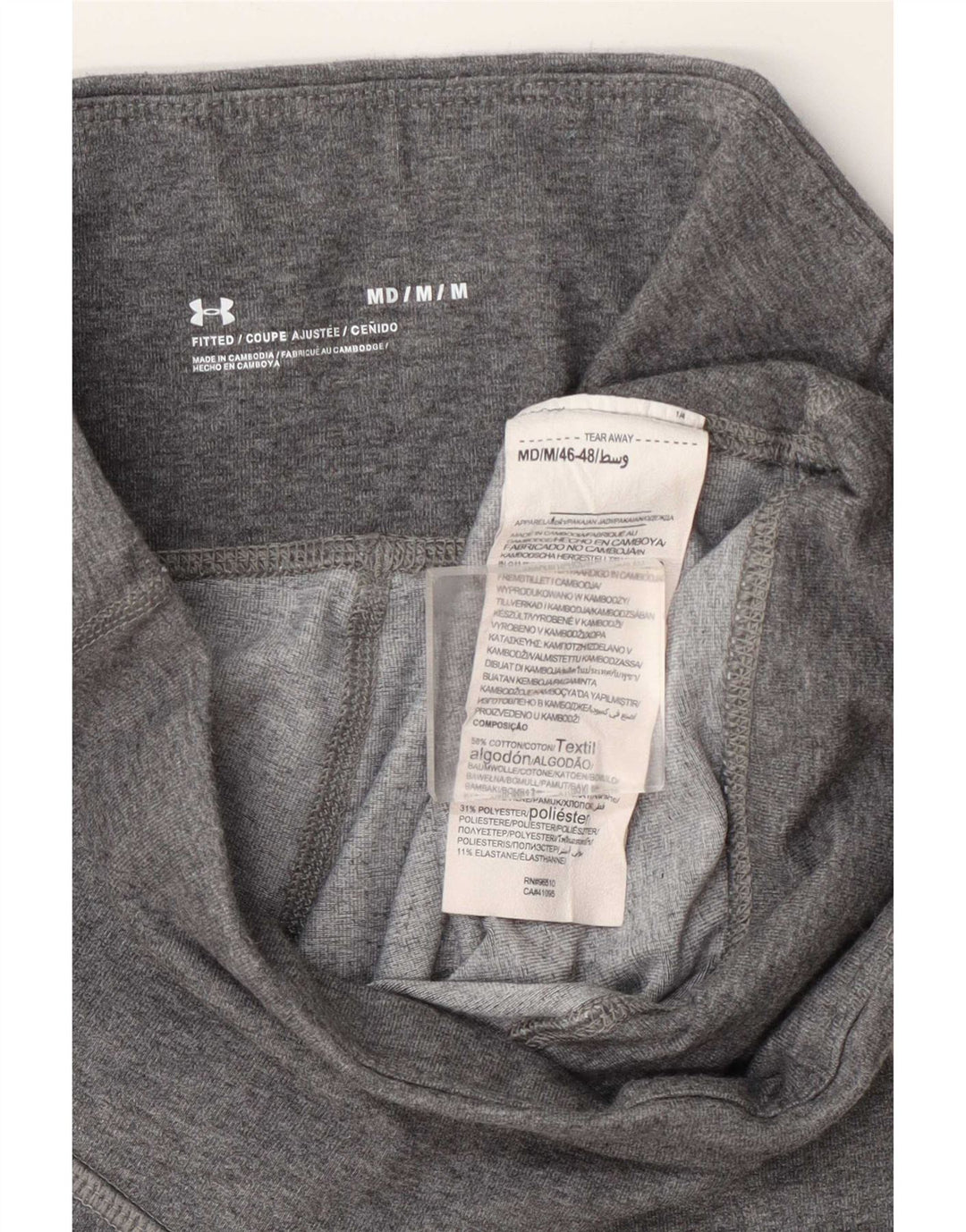 Under Armour Damen Crop Leggings UK 14 Mittelgraue Colourblock-Baumwolle