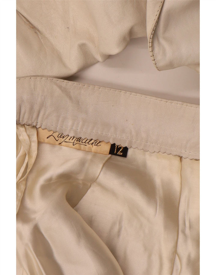 Vintage Damen Leder 2-teiliges Rock-Set UK 12 Medium W26 Off White