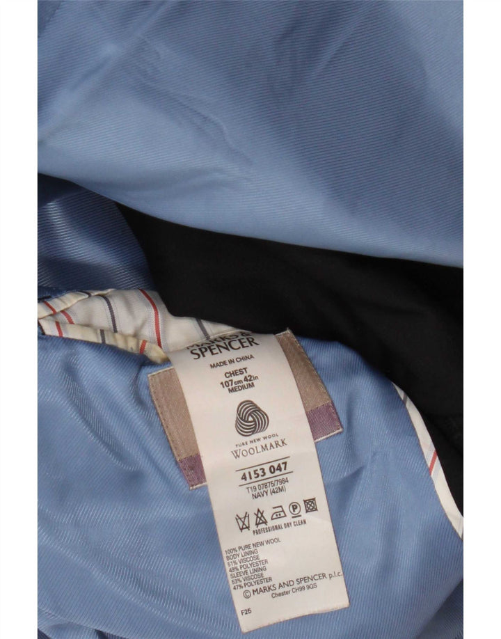 Marks & Spencer Herren-Blazer mit 2 Knöpfen, UK 42, große marineblaue Schurwolle