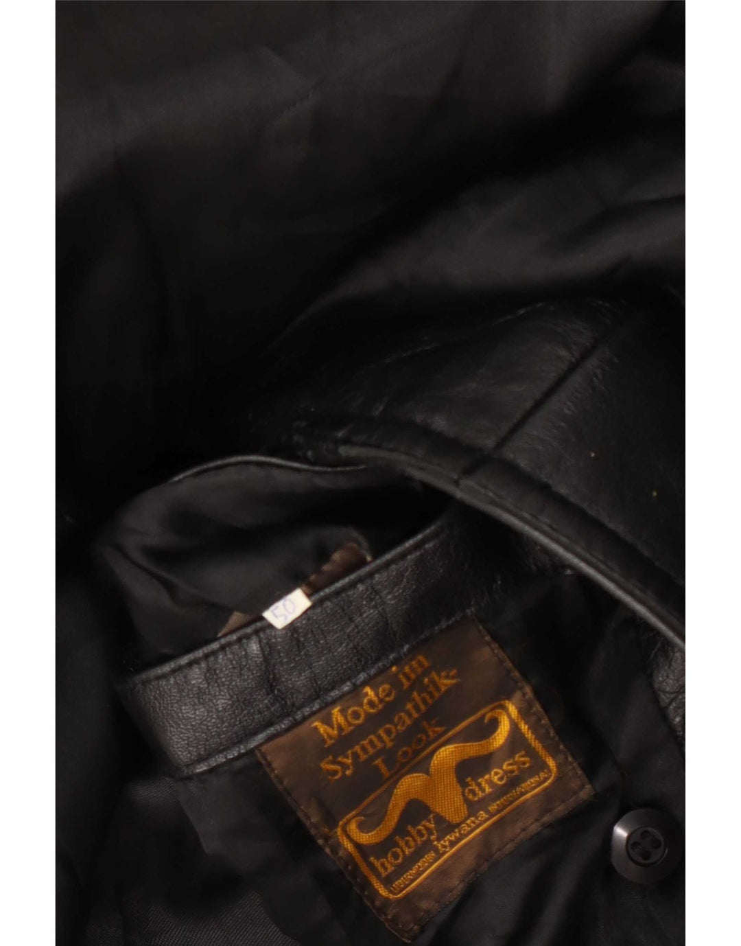Vintage Herren Zweireihiger Ledermantel IT 50 Large Schwarz