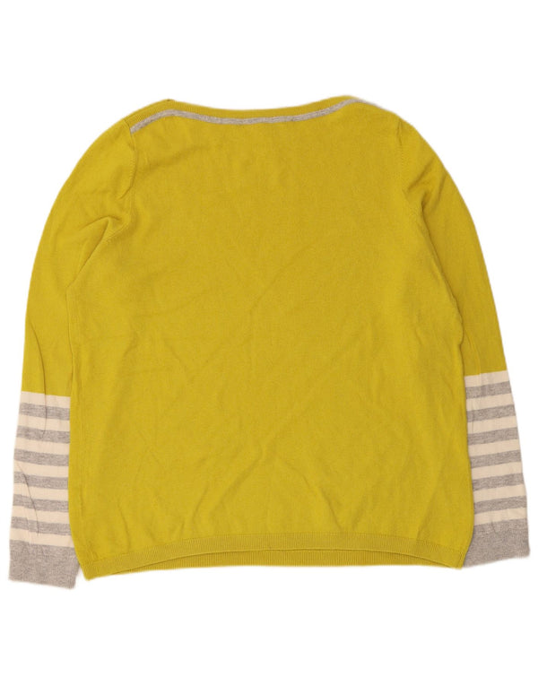 Boden Damen-Pullover mit U-Boot-Ausschnitt, UK 12, Mittelgelb, gestreift, Baumwolle