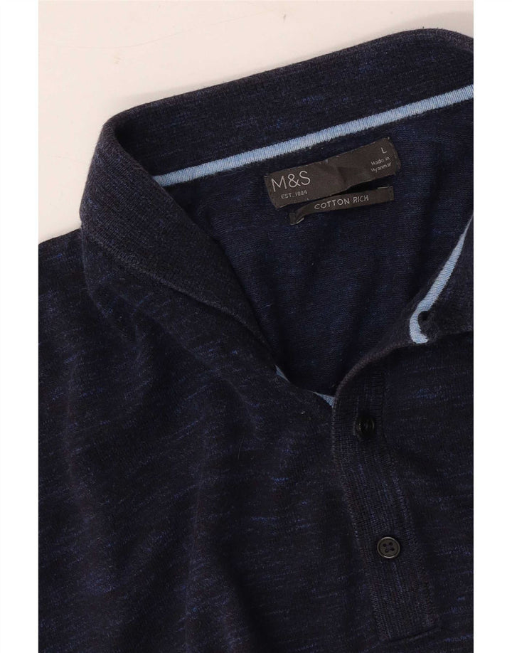 Marks & Spencer Herren-Kurzarm-Poloshirt, groß, Marineblau meliert