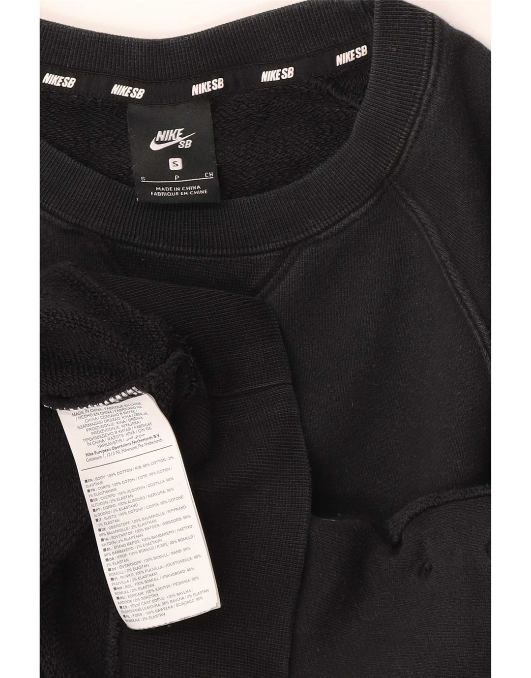 Nike Herren-Sweatshirt, Pullover, Größe S, Schwarz, Colourblock-Baumwolle
