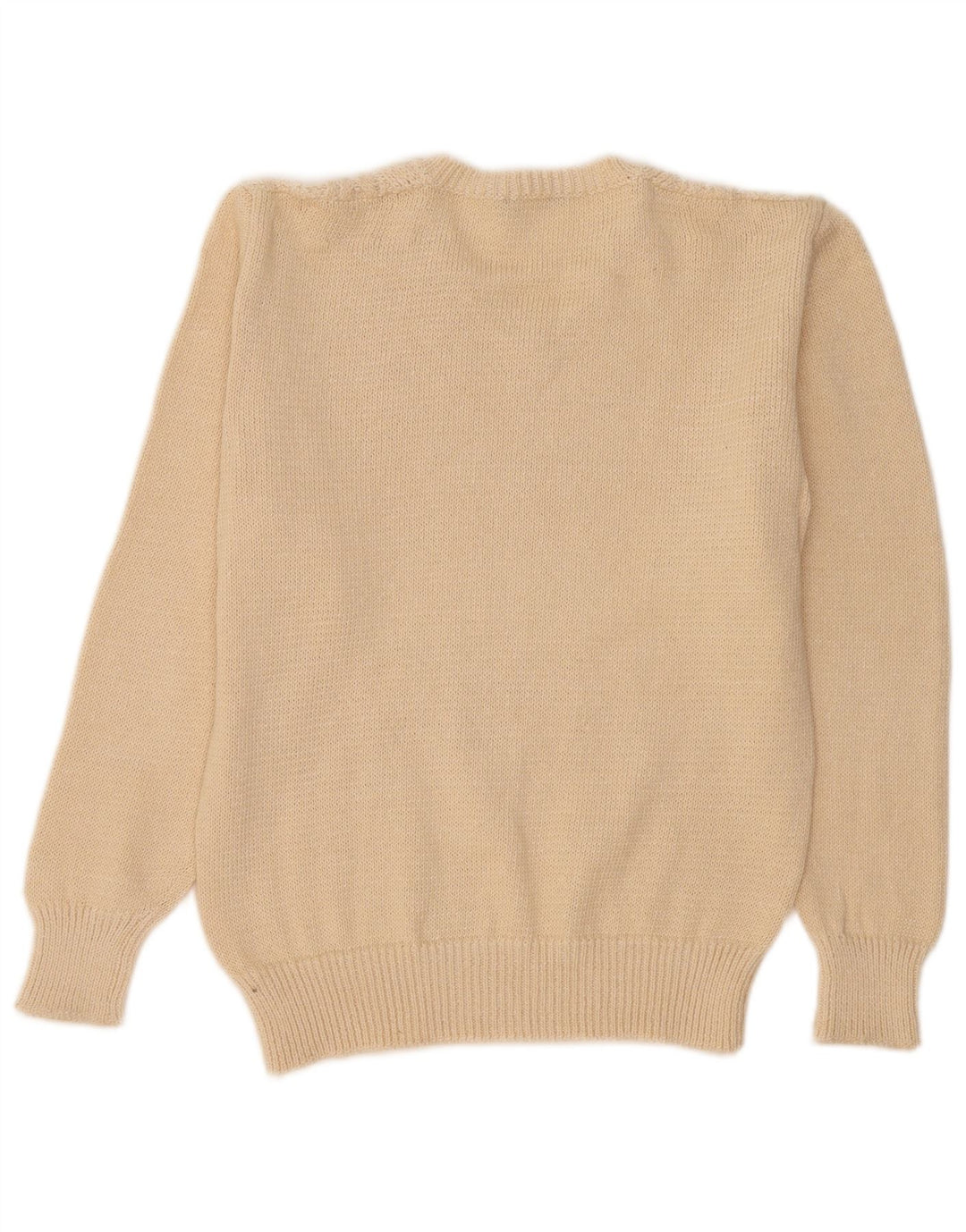 Inis Meain Damen-Pullover mit V-Ausschnitt, Gr. 14, Mittelbeige, Argyle/Diamant