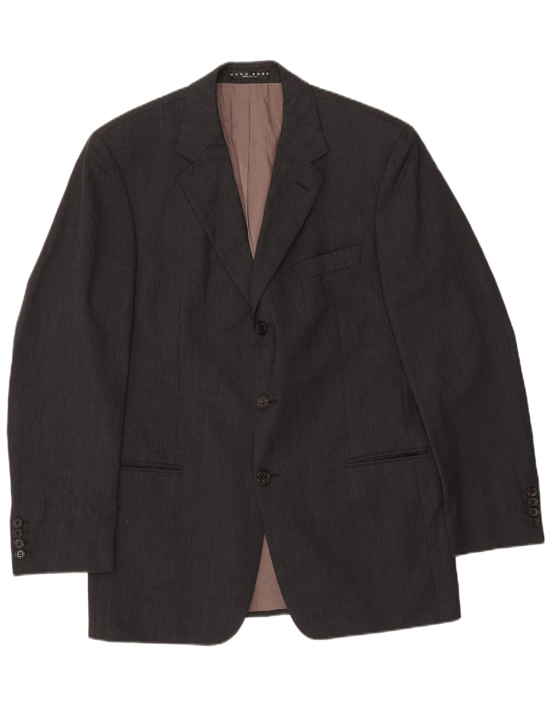 HUGO BOSS Herren-Blazer mit 3 Knöpfen, UK 40, große graue Wolle