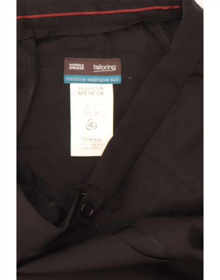 Marks & Spencer Herren-Anzughose mit Pegged-Anzug, W32, L33, schwarzes Polyester