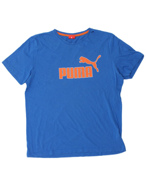PUMA Herren Grafik T-Shirt Top Large Blau Baumwolle