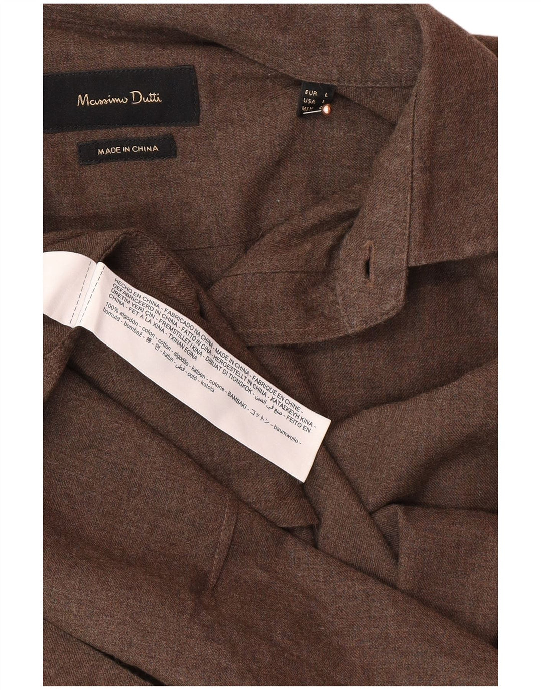 MASSIMO DUTTI Herrenhemd Große braune Baumwolle