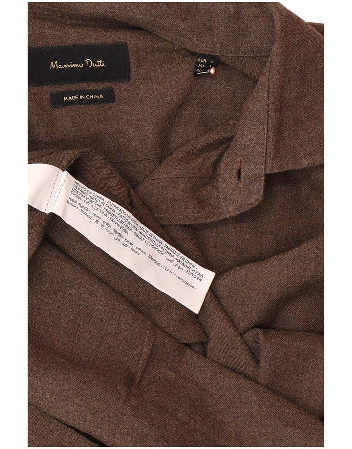 MASSIMO DUTTI Herrenhemd Große braune Baumwolle