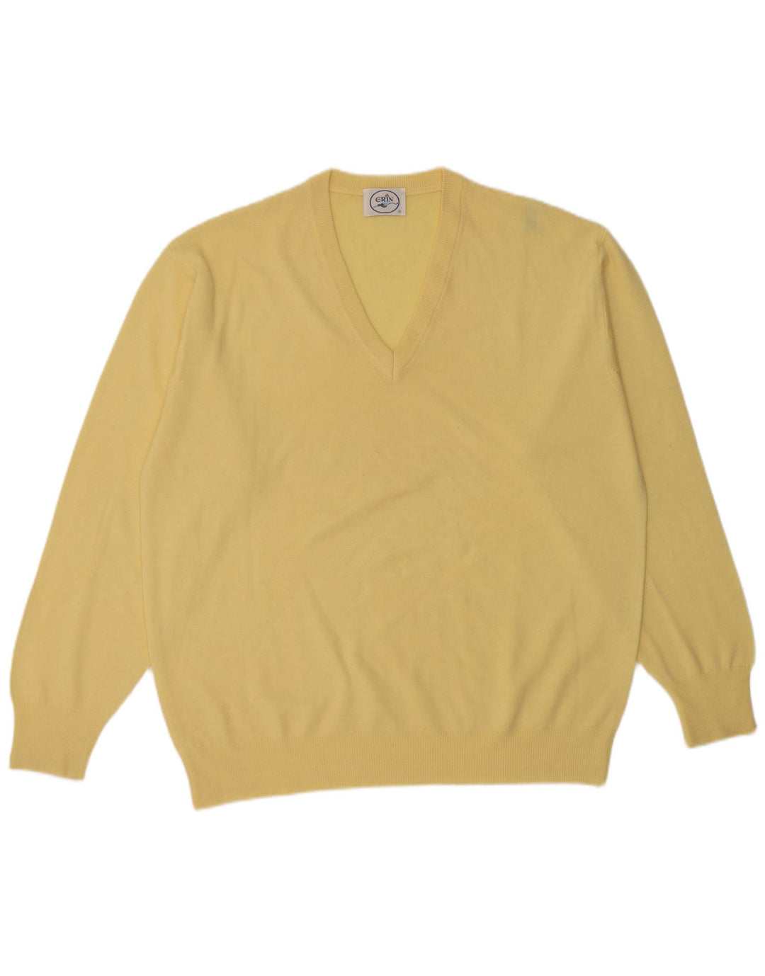 Erin Herren-Pullover mit V-Ausschnitt, groß, gelbe Schurwolle
