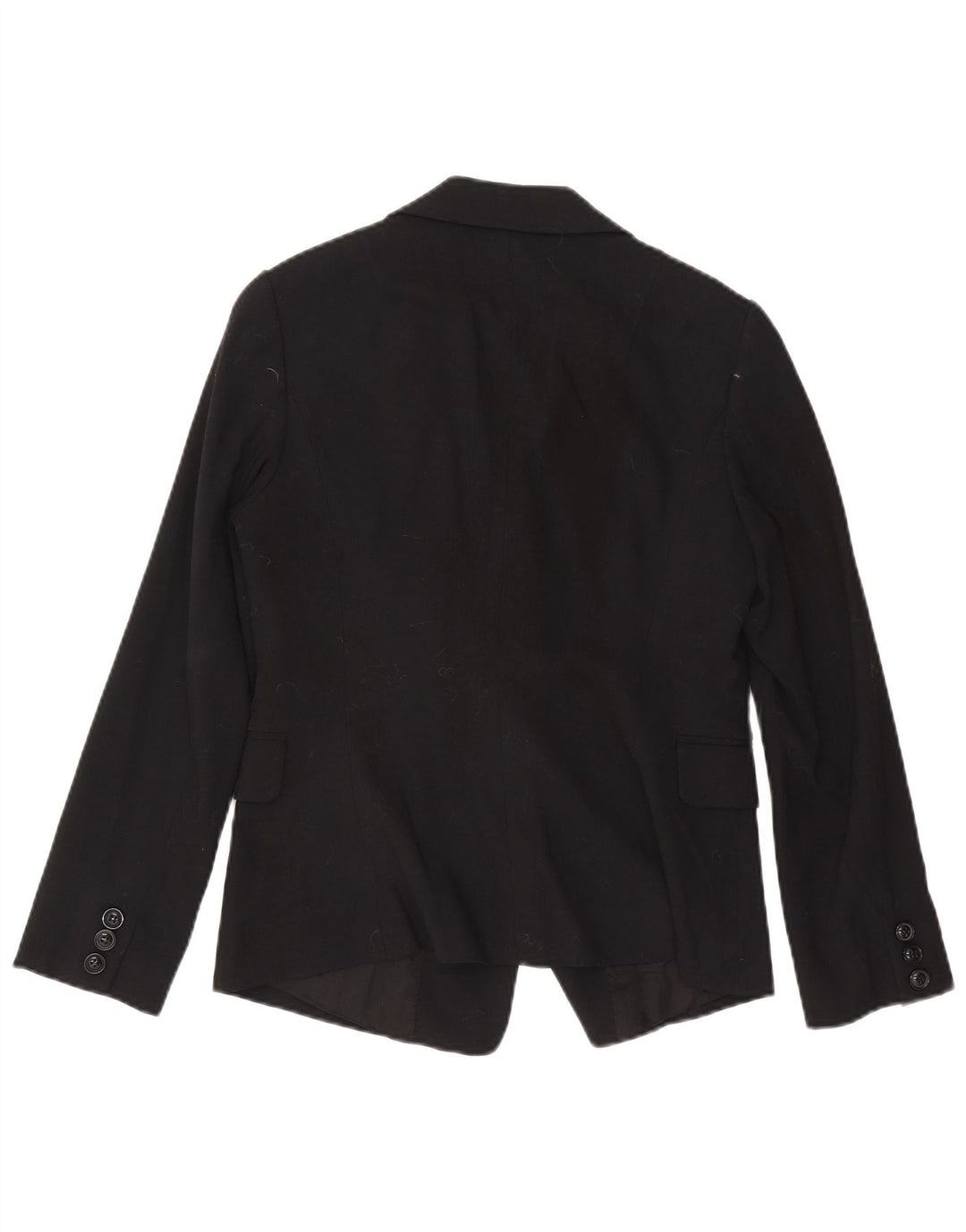 Benetton Damen 2-Knopf-Blazerjacke IT 46 Large Schwarze Viskose