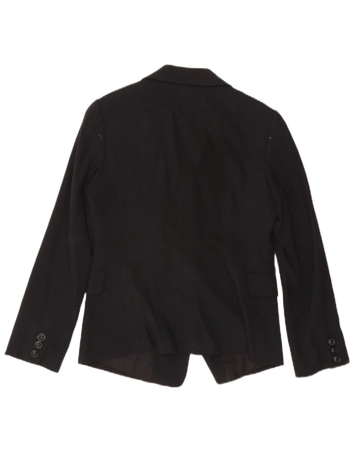 Benetton Damen 2-Knopf-Blazerjacke IT 46 Large Schwarze Viskose