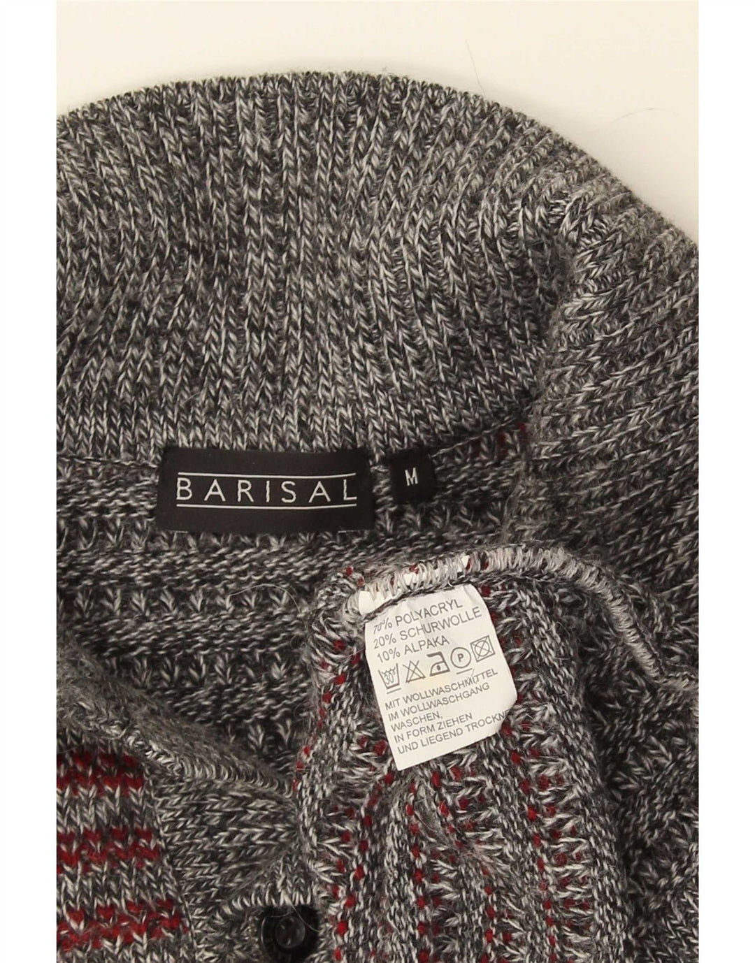 Barisal Herren-Pullover mit Rollkragen, mittelgrau, gestreift, Polyacryl