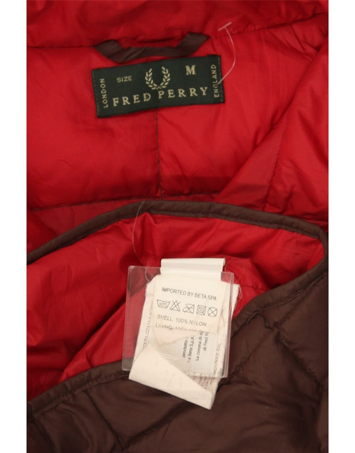 Fred Perry Herren-Jacke mit Kapuze, gepolstert, UK 38, mittelbraunes Nylon