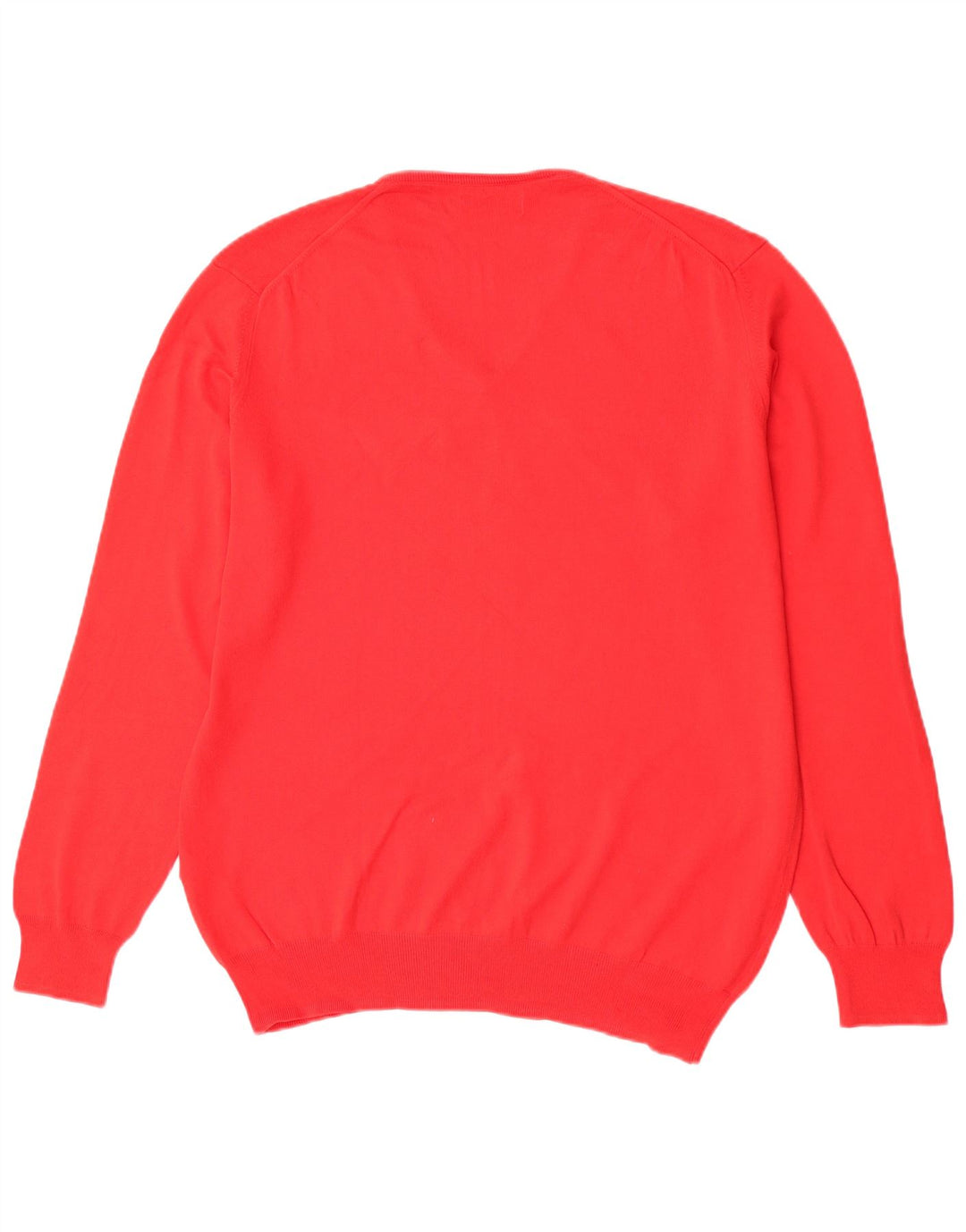 Zara Herren-Pullover mit V-Ausschnitt, XL, rote Baumwolle
