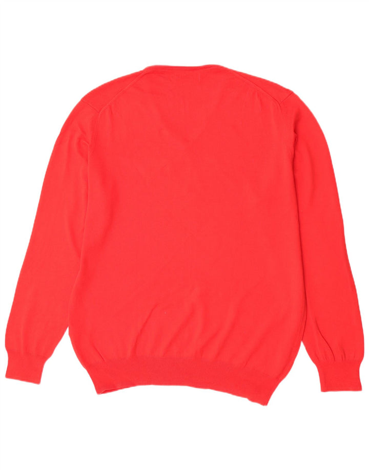 Zara Herren-Pullover mit V-Ausschnitt, XL, rote Baumwolle