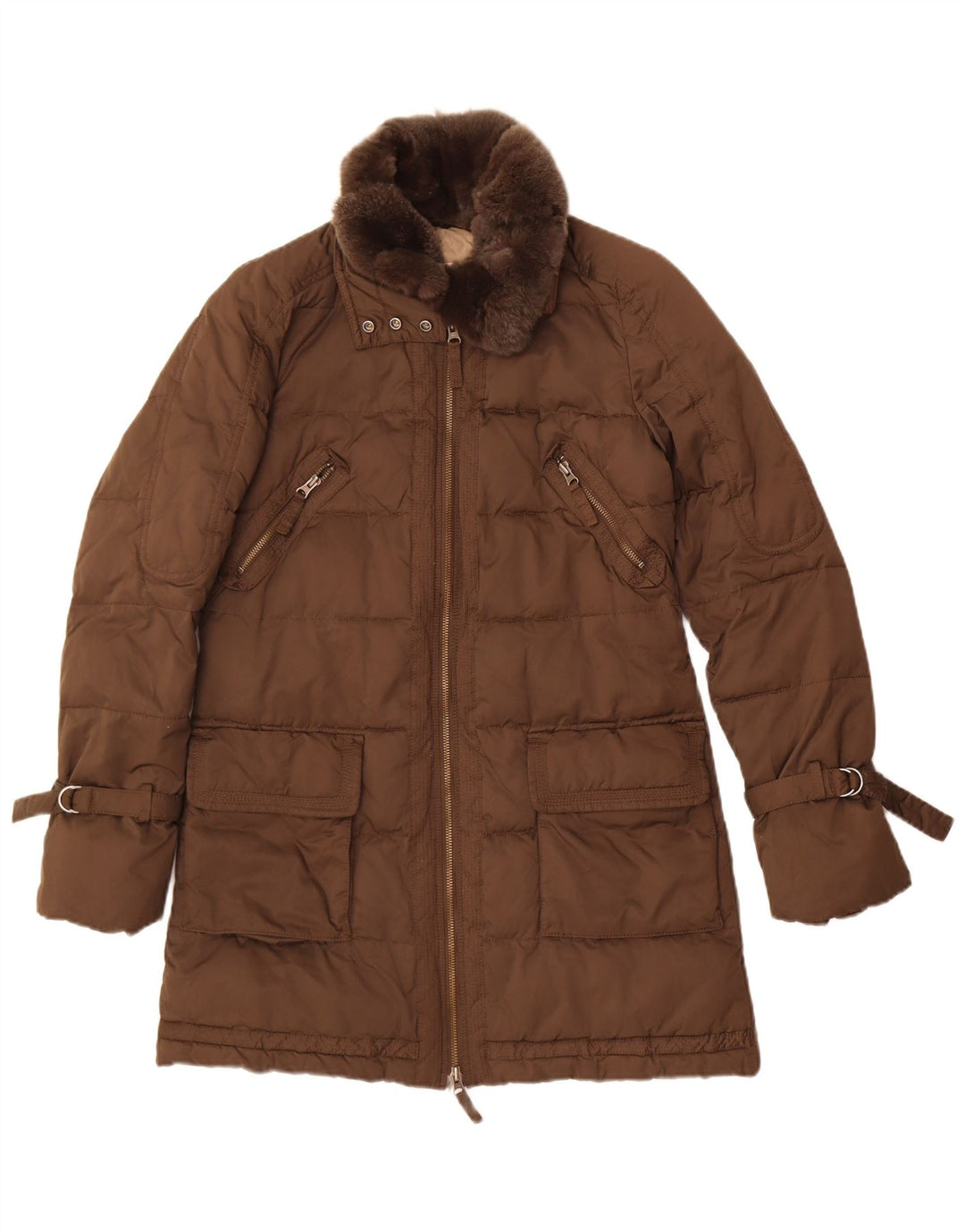 Marlboro Classics Damen Wattierter Mantel EU 40 Mittelbraunes Polyester