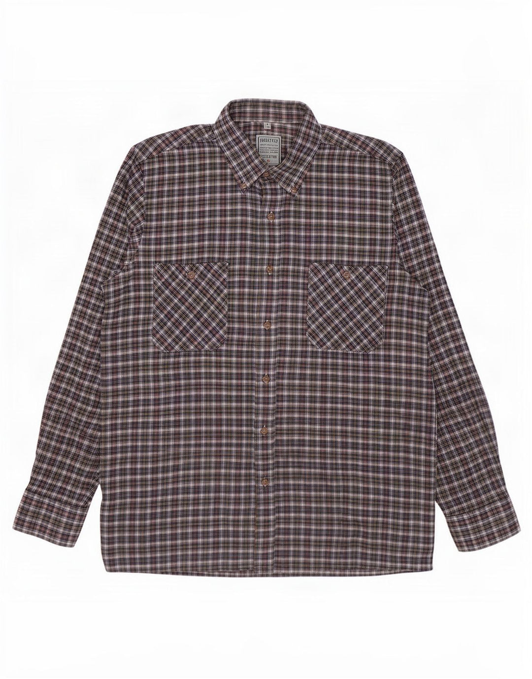 Vintage Herren Flanellhemd Größe 39/40 Mittelblau karierte Baumwolle