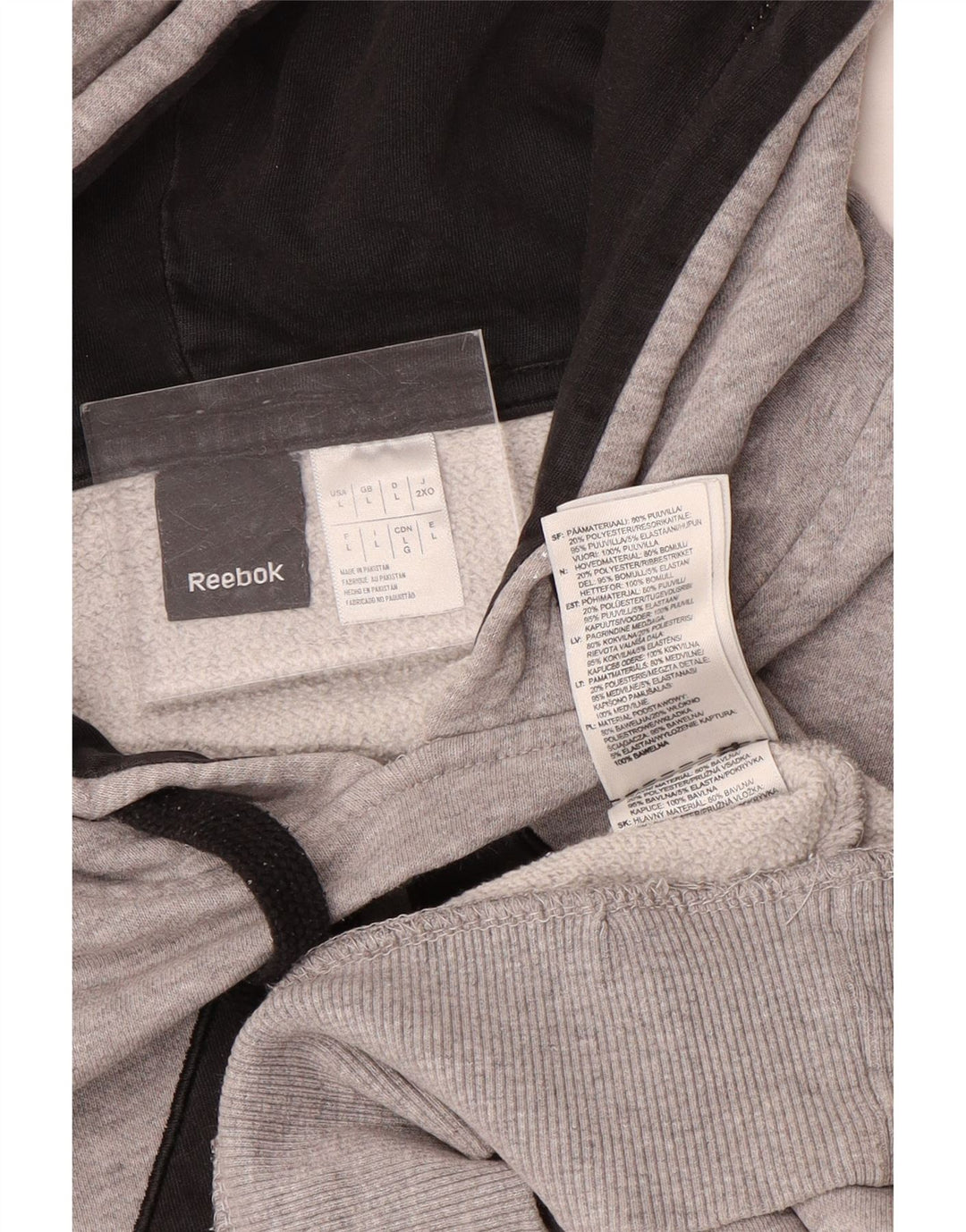 Reebok Herren Graphic Hoodie Pullover Große graue Baumwolle
