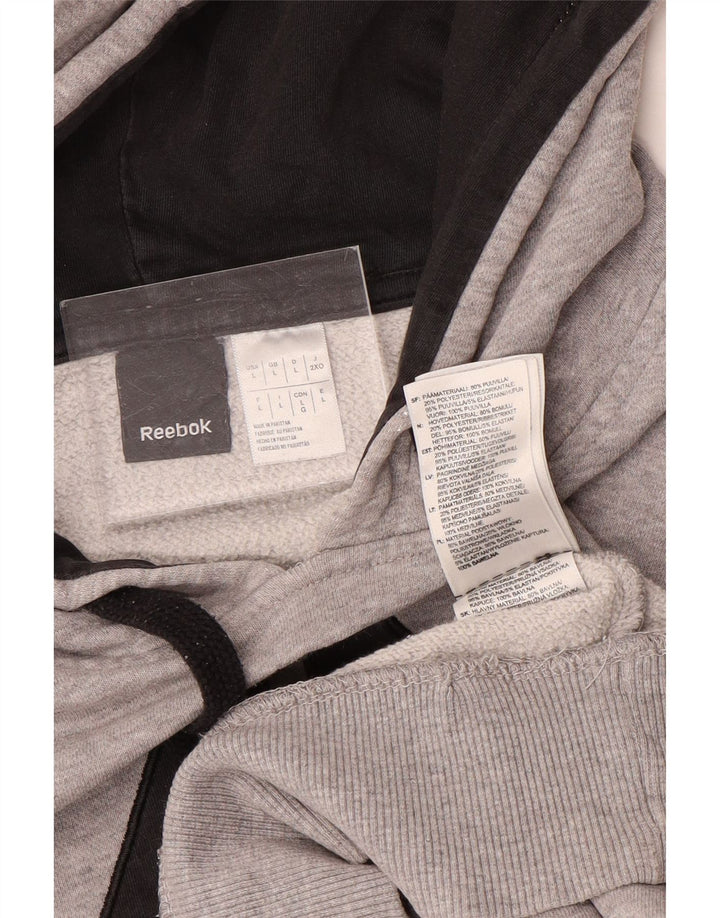 Reebok Herren Graphic Hoodie Pullover Große graue Baumwolle