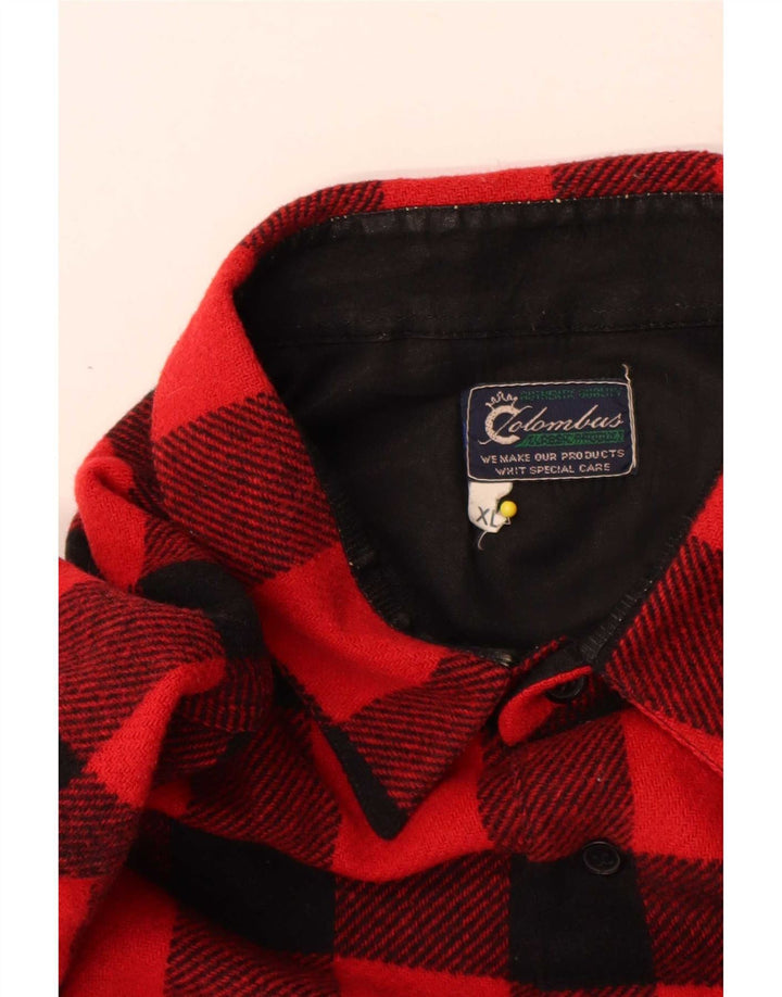 Colombus Herren-Overshirt, Flanellhemd, XL, rotes Gingham-Polyester