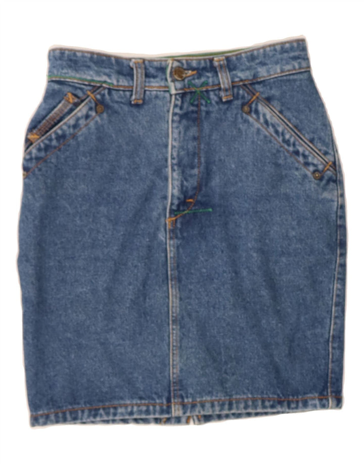 CARRERA Womens Graphic Denim Skirt W26 Small  Blue Cotton Vintage Carrera and Second-Hand Carrera from Messina Hembry 
