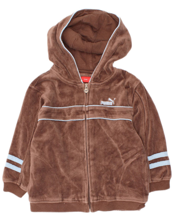Puma Baby-Jungen Velours-Kapuzenpullover mit Reißverschluss, 18–24 Monate, braun, Farbblock