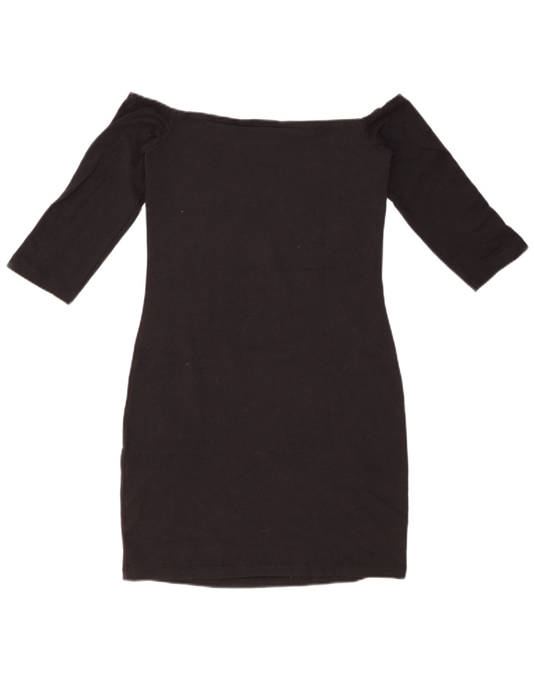 ADIDAS Damen 3/4-Ärmel schulterfreies Kleid UK 8 Small Schwarze Baumwolle