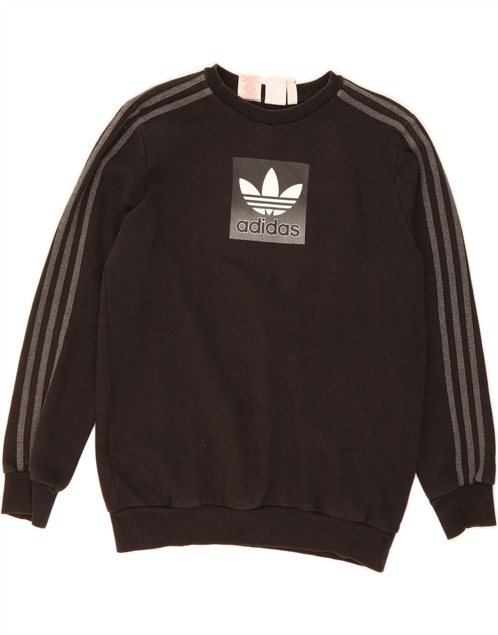 ADIDAS Boys Graphic Sweatshirt Jumper 15-16 Years Black Cotton Vintage Adidas and Second-Hand Adidas from Messina Hembry 