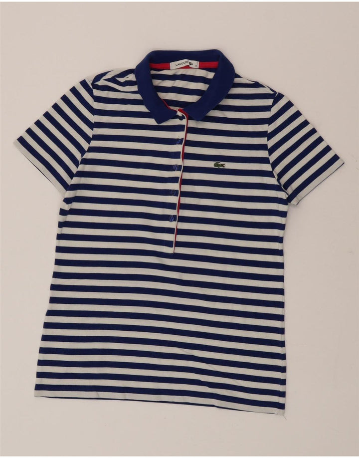 Lacoste Damen-Poloshirt, Größe 38, mittelblau, gestreift, Baumwolle