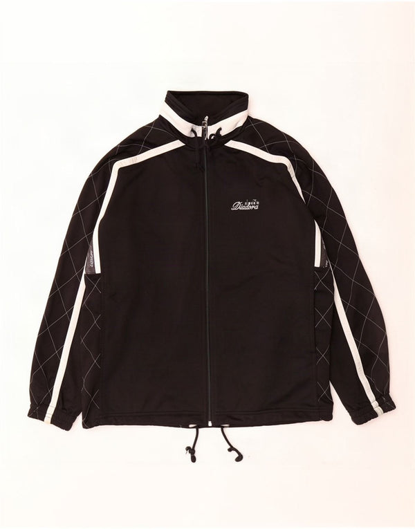 Diadora Damen-Trainingsanzugoberteil mit Grafik, UK 12, Mittelschwarz, Farbblock