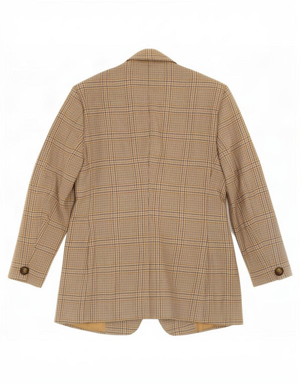 Benetton Damen-Blazer mit 2 Knöpfen, IT 46, große beige Hahnentritt-Wolle