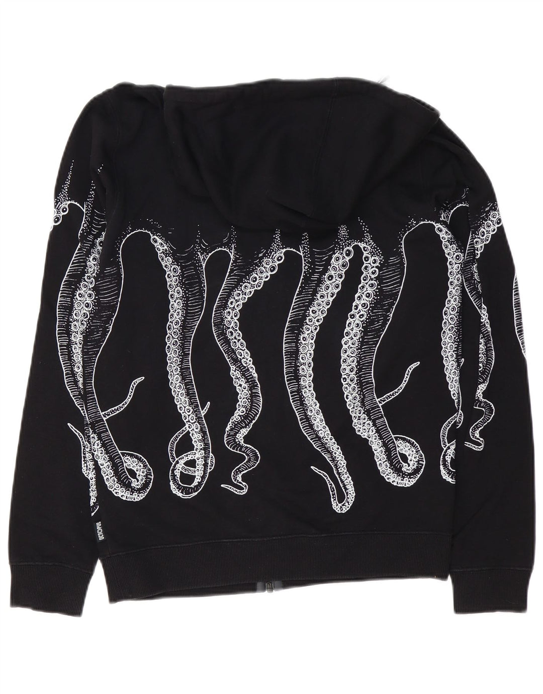 Octopus Herren-Kapuzenpullover mit grafischem Reißverschluss, Größe S, Schwarz, Baumwolle
