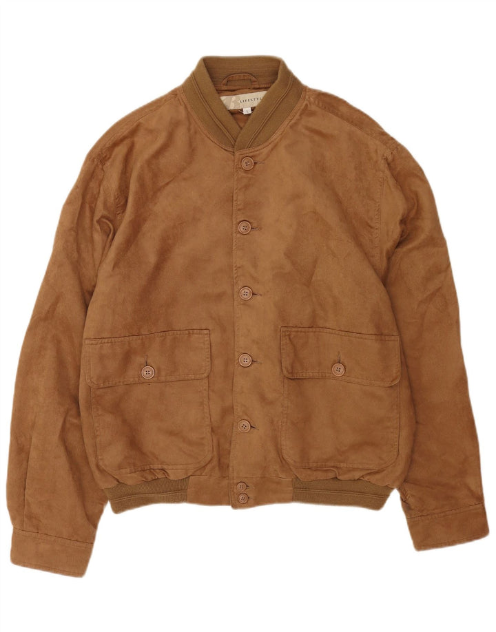Vintage Herren Wildleder Bomberjacke UK 40 Large Beige