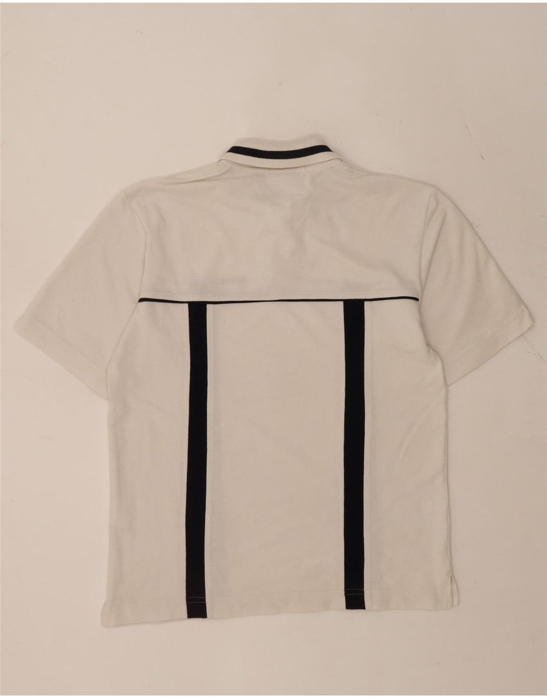 Sergio Tacchini Herren-Poloshirt, klein, weiße Colourblock-Baumwolle