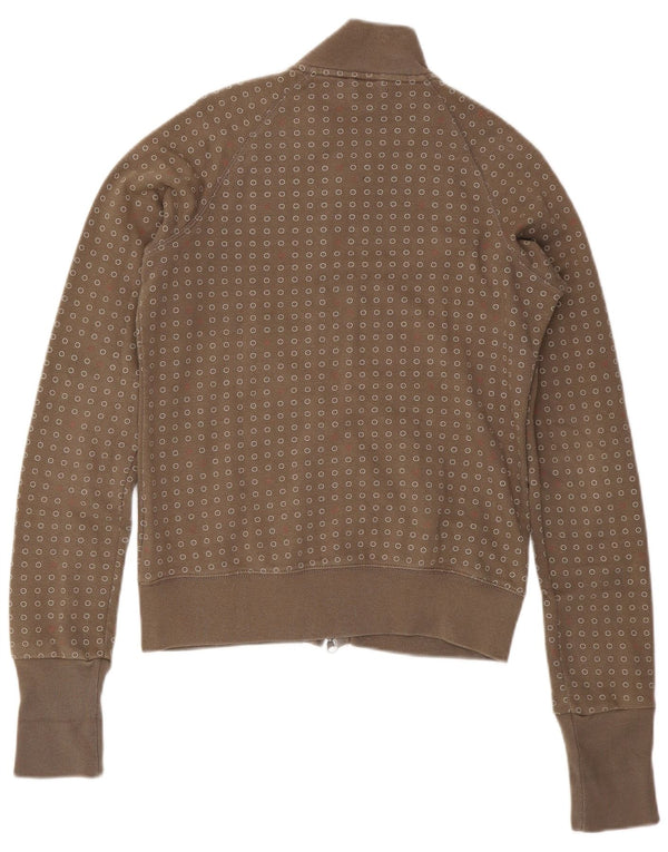 NIKE Damen-Trainingsanzug, Top-Jacke, UK 14, große Khaki-gepunktete Baumwolle