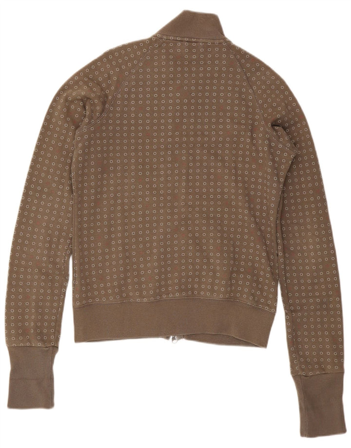 NIKE Damen-Trainingsanzug, Top-Jacke, UK 14, große Khaki-gepunktete Baumwolle