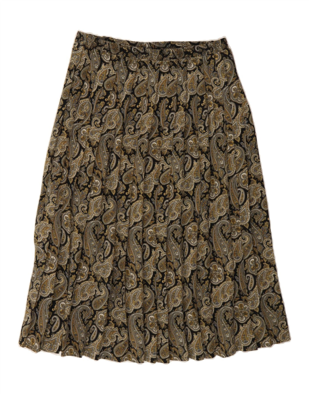 EASTEX Womens Pleated Skirt UK 12 Medium W28  Grey Paisley Polyester Vintage Eastex and Second-Hand Eastex from Messina Hembry 