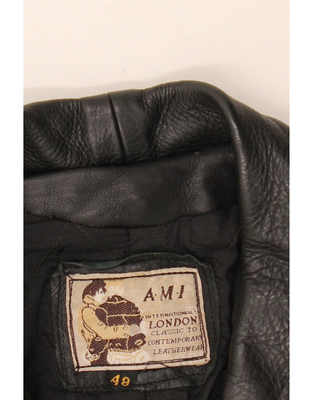 AMI Herren Leder Bikerjacke UK 48 4XL Schwarz
