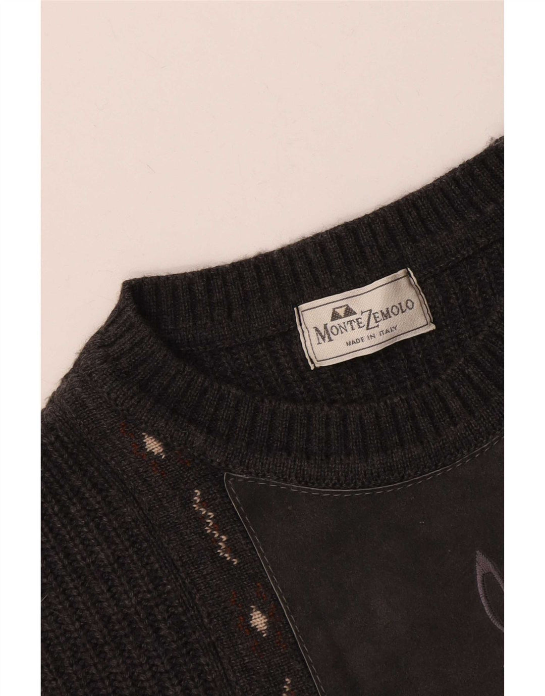 Montezemolo Herren-Pullover mit Rundhalsausschnitt, Größe L, klassisch, Grau