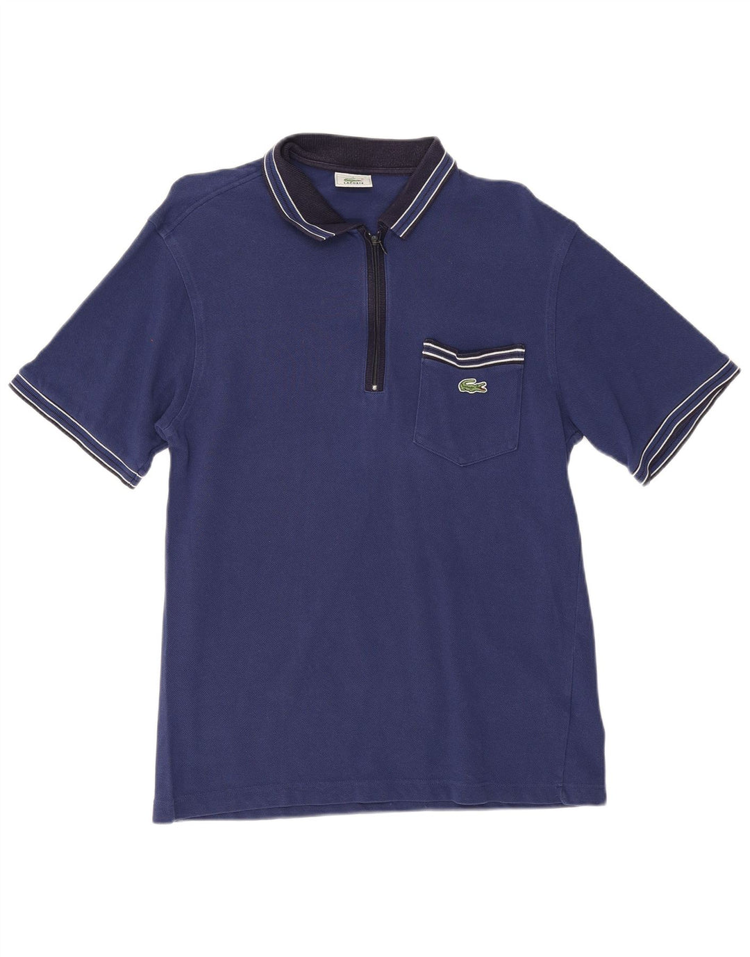 Lacoste Herren-Poloshirt, Größe 3, klein, blaue Colourblock-Baumwolle