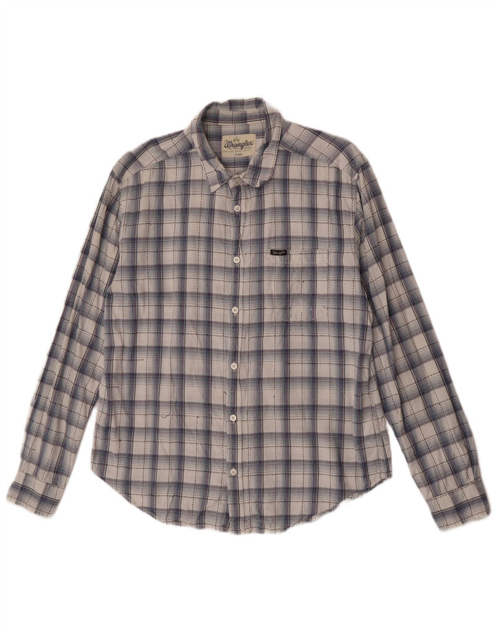 Wrangler Herrenhemd XL, marineblau, kariert, Baumwolle