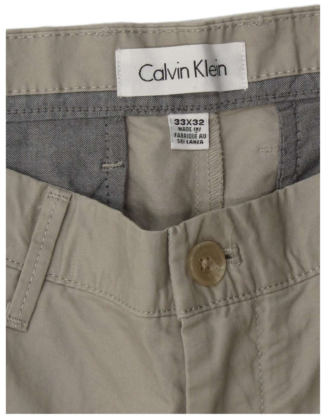 CALVIN KLEIN Herren gerade Chinohose W33 L32 graue Baumwolle