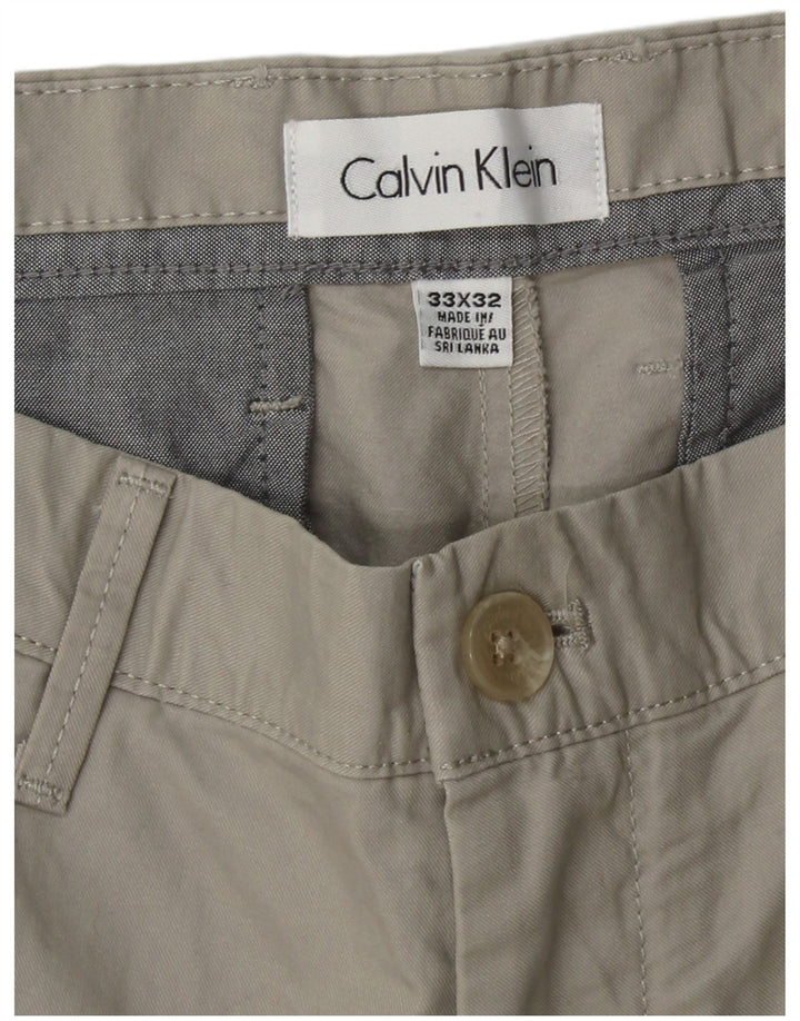 CALVIN KLEIN Herren gerade Chinohose W33 L32 graue Baumwolle