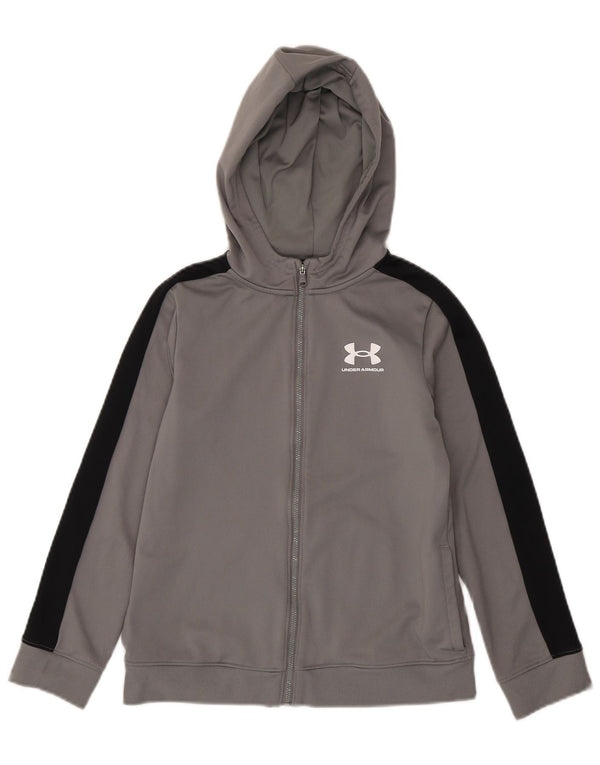 Under Armour Jungen-Kapuzenpullover mit Reißverschluss, 9–10 Jahre, Mittelgrau, Farbblock