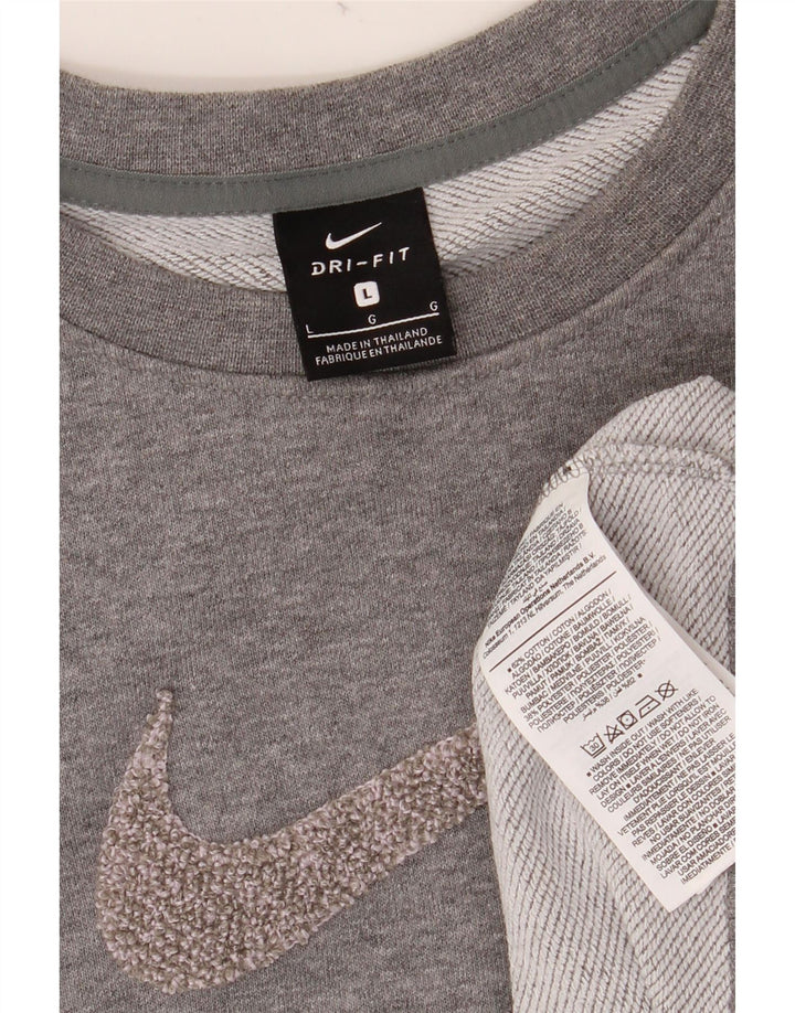 NIKE Womens Oversized Graphic Crop Sweatshirt Pullover UK 16 Large Grau