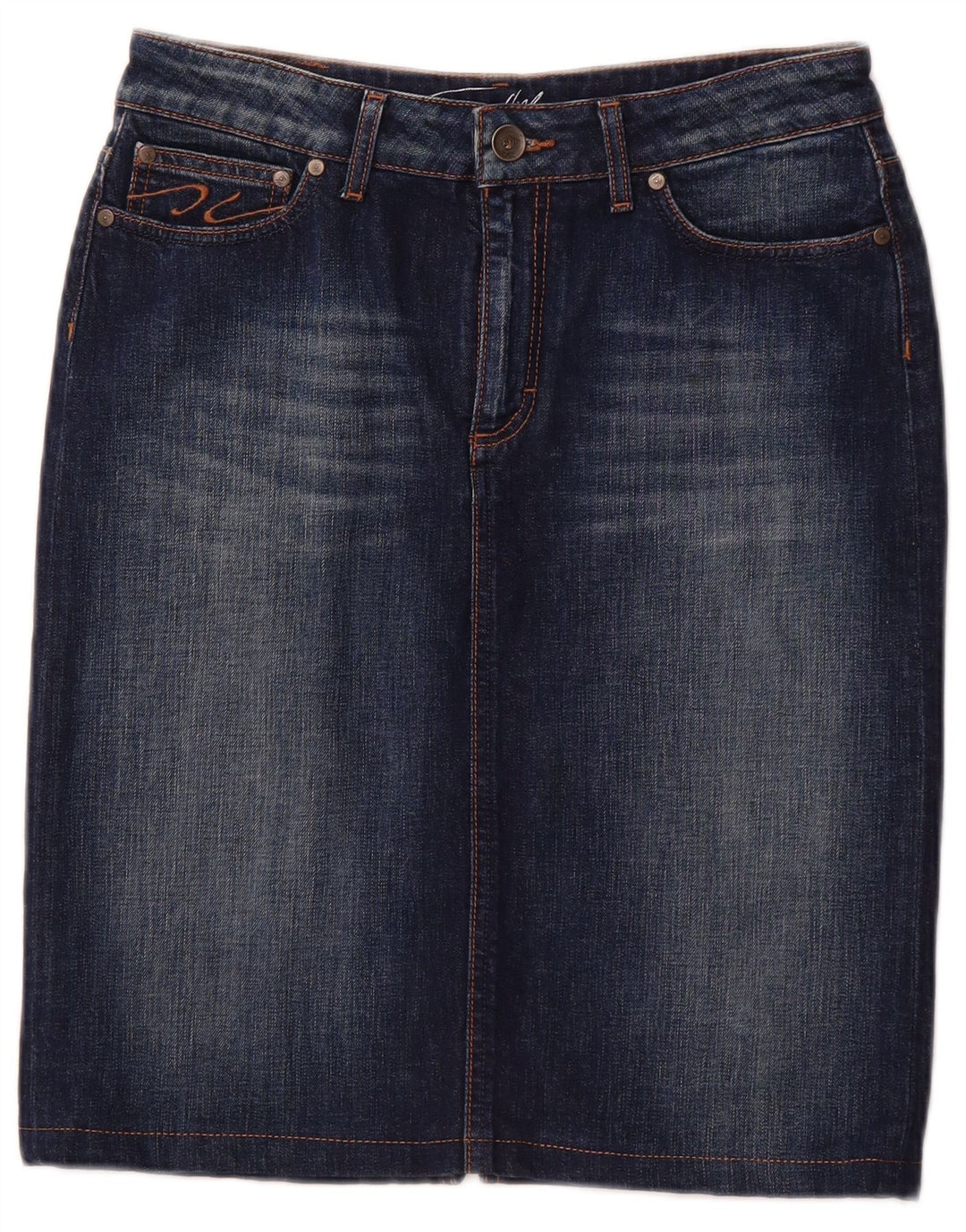 TOMMY HILFIGER Damen Jeansrock US 10 Large W30 Marineblaue Baumwolle