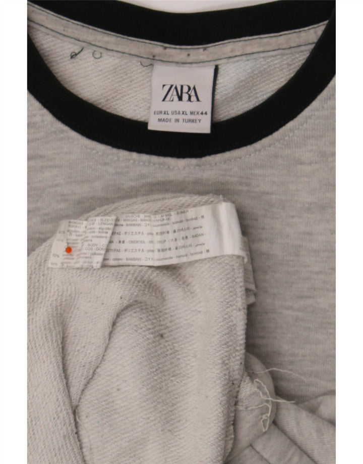 Zara Herren Sweatshirt Pullover XL Grau Colourblock Baumwolle