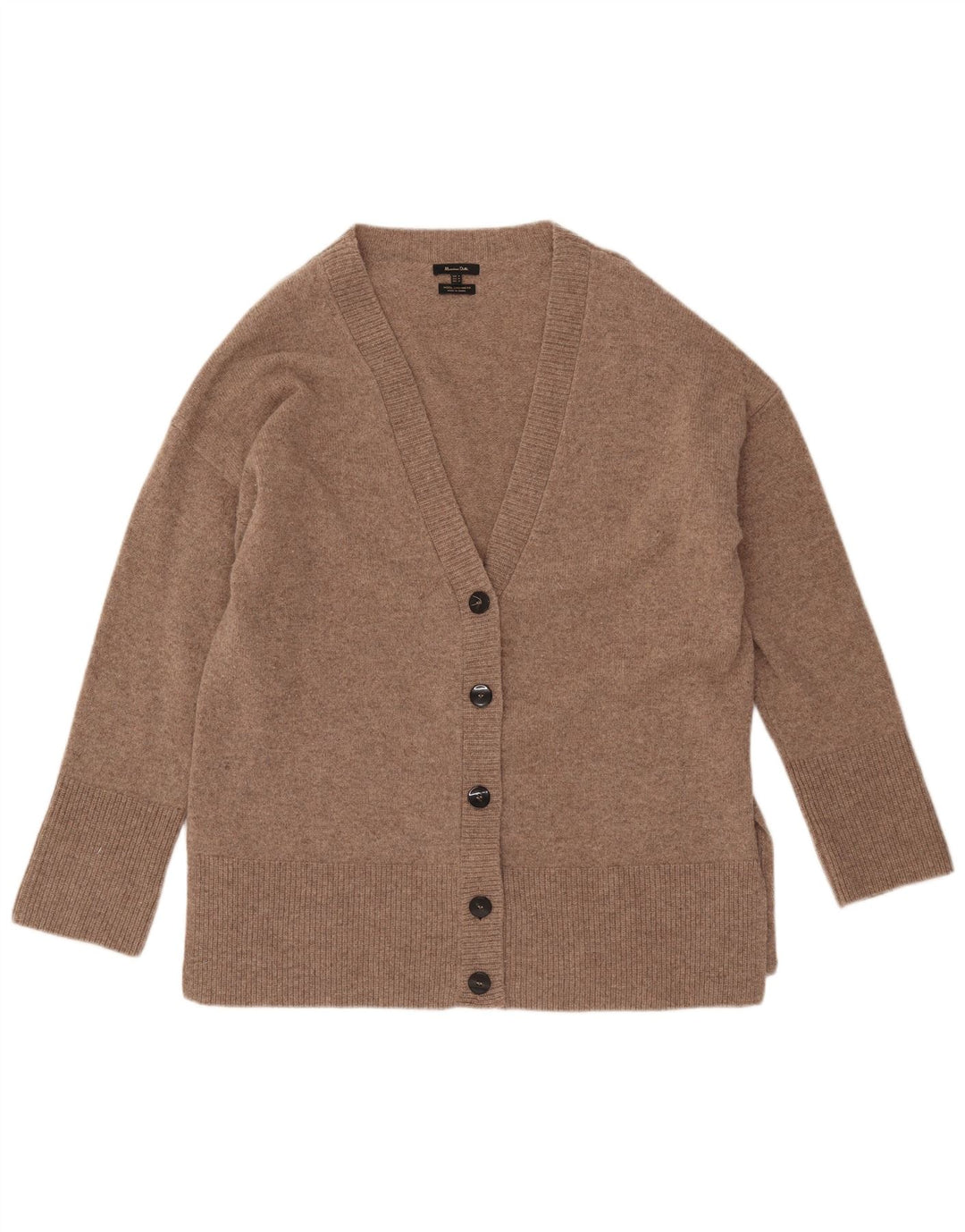 MASSIMO DUTTI Damen-Strickjacke in Übergröße, Größe UK 14, mittelbraune Wolle
