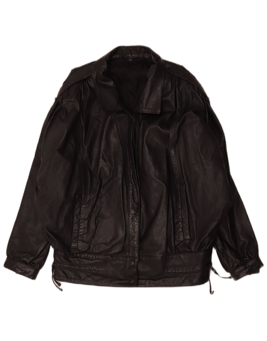 Vintage Damen Übergroße Lederjacke EU 36 Kleines schwarzes Leder